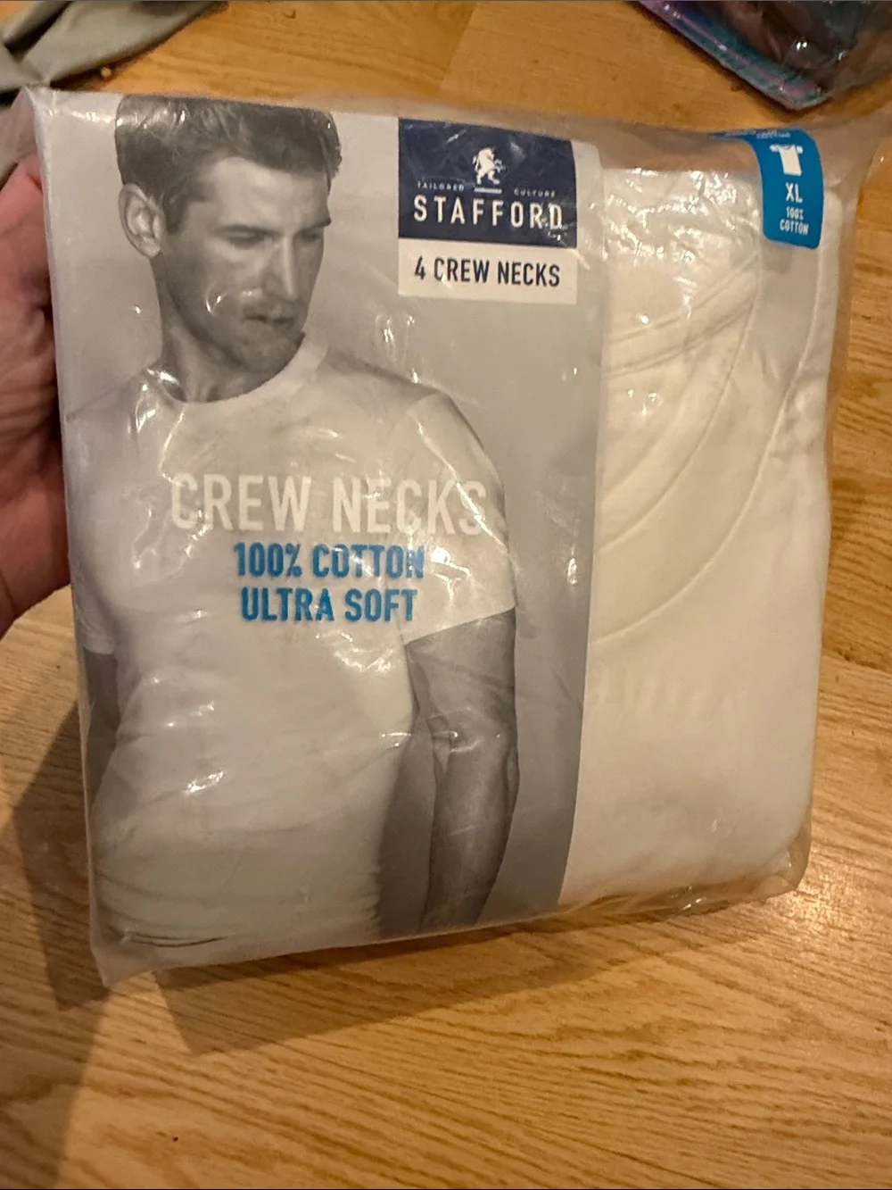 Stafford White Crew Neck T-Shirts - 4 Pack size XL